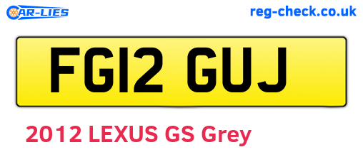 FG12GUJ are the vehicle registration plates.