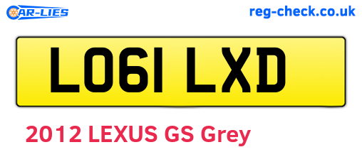 LO61LXD are the vehicle registration plates.