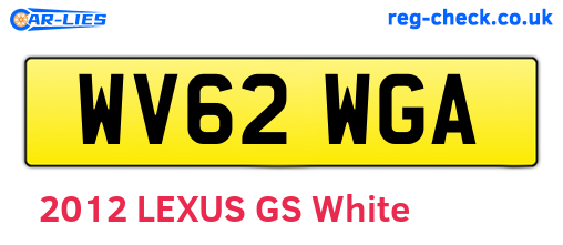 WV62WGA are the vehicle registration plates.