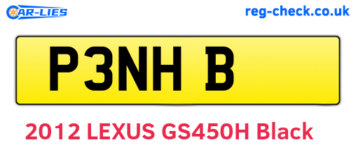 P3NHB are the vehicle registration plates.