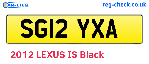 SG12YXA are the vehicle registration plates.