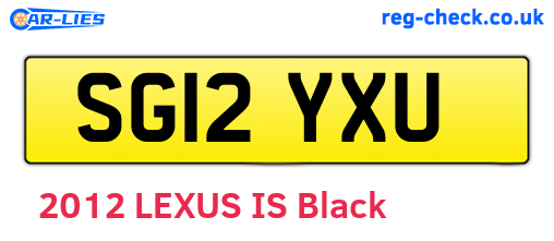 SG12YXU are the vehicle registration plates.