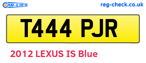 T444PJR are the vehicle registration plates.