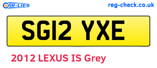 SG12YXE are the vehicle registration plates.
