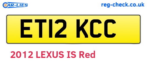 ET12KCC are the vehicle registration plates.
