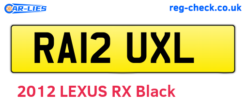 RA12UXL are the vehicle registration plates.