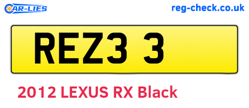 REZ33 are the vehicle registration plates.
