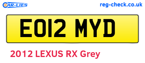 EO12MYD are the vehicle registration plates.