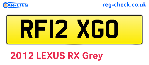RF12XGO are the vehicle registration plates.