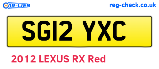 SG12YXC are the vehicle registration plates.