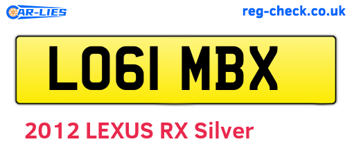 LO61MBX are the vehicle registration plates.