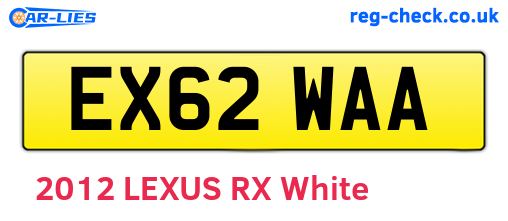 EX62WAA are the vehicle registration plates.