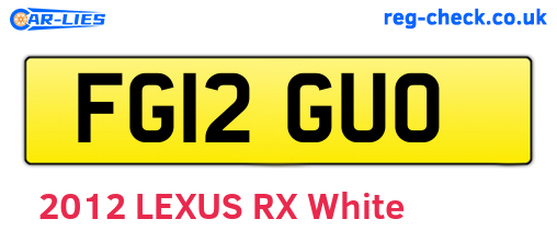 FG12GUO are the vehicle registration plates.