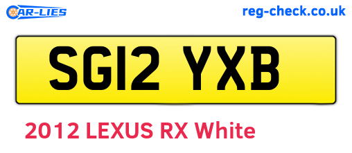 SG12YXB are the vehicle registration plates.