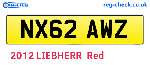 NX62AWZ are the vehicle registration plates.