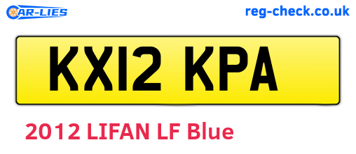 KX12KPA are the vehicle registration plates.