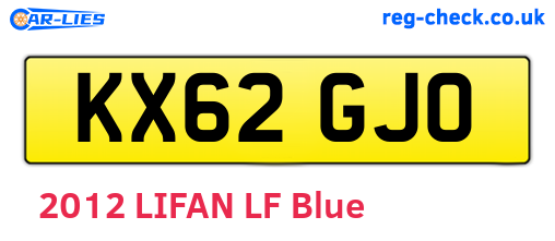 KX62GJO are the vehicle registration plates.