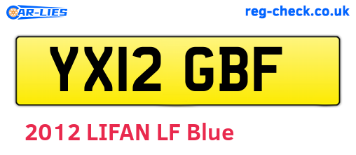 YX12GBF are the vehicle registration plates.