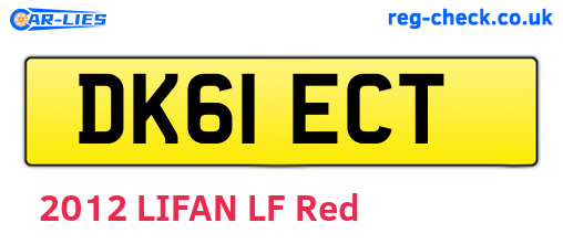 DK61ECT are the vehicle registration plates.