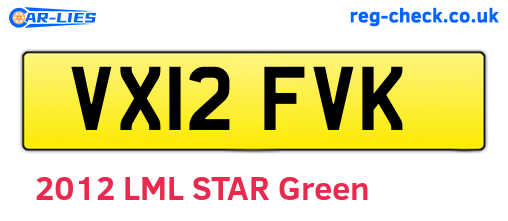 VX12FVK are the vehicle registration plates.