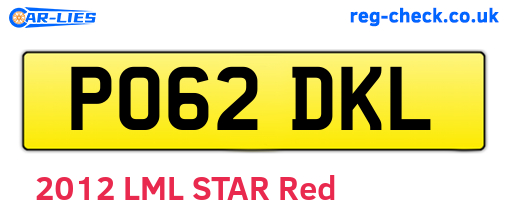 PO62DKL are the vehicle registration plates.