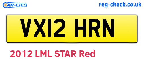 VX12HRN are the vehicle registration plates.