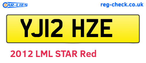 YJ12HZE are the vehicle registration plates.