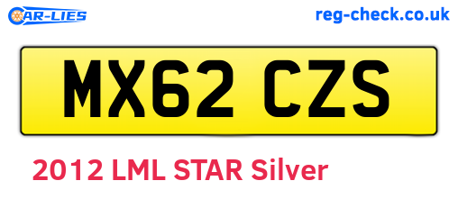 MX62CZS are the vehicle registration plates.