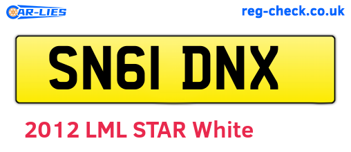 SN61DNX are the vehicle registration plates.