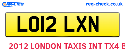 LO12LXN are the vehicle registration plates.