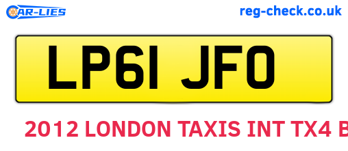 LP61JFO are the vehicle registration plates.