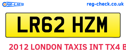 LR62HZM are the vehicle registration plates.