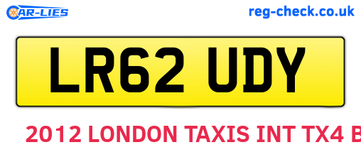 LR62UDY are the vehicle registration plates.