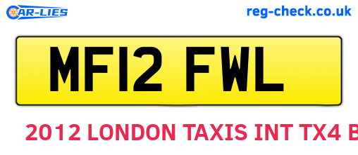MF12FWL are the vehicle registration plates.