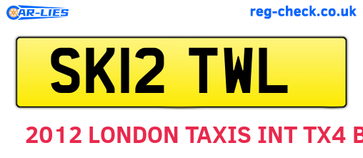 SK12TWL are the vehicle registration plates.