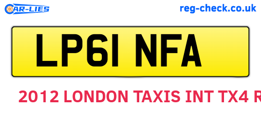 LP61NFA are the vehicle registration plates.