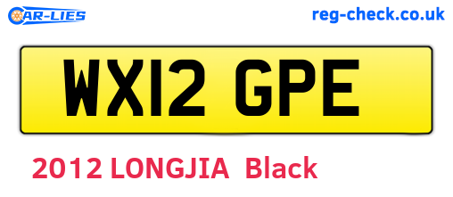 WX12GPE are the vehicle registration plates.