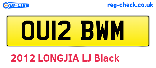 OU12BWM are the vehicle registration plates.