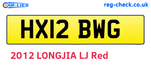 HX12BWG are the vehicle registration plates.