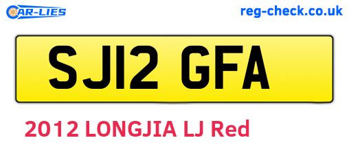 SJ12GFA are the vehicle registration plates.