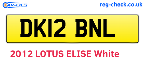 DK12BNL are the vehicle registration plates.