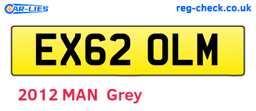 EX62OLM are the vehicle registration plates.