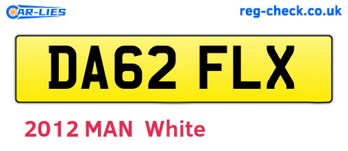 DA62FLX are the vehicle registration plates.