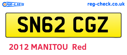 SN62CGZ are the vehicle registration plates.