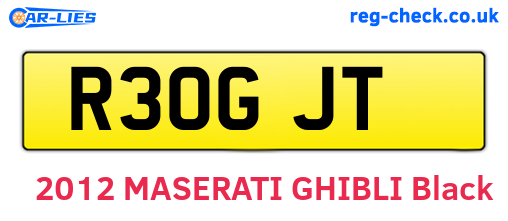 R30GJT are the vehicle registration plates.