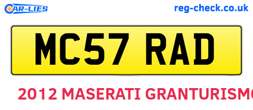 MC57RAD are the vehicle registration plates.