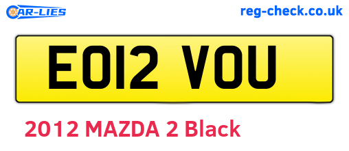 EO12VOU are the vehicle registration plates.