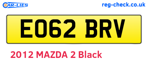 EO62BRV are the vehicle registration plates.