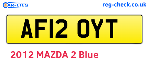 AF12OYT are the vehicle registration plates.