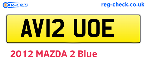 AV12UOE are the vehicle registration plates.